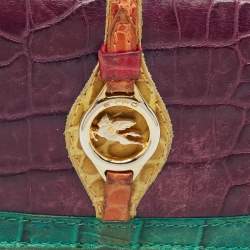 Pre Owned Etro Multicolor/Paisley Coated Canvas and Croc Embossed Logo Continental Wallet