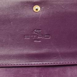 Pre Owned Etro Multicolor/Paisley Coated Canvas and Croc Embossed Logo Continental Wallet