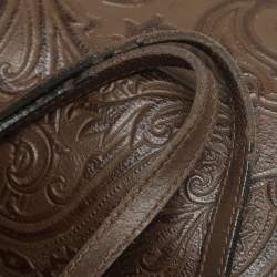 Pre Owned Etro Brown Paisley Embossed Leather Tote
