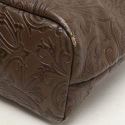 Pre Owned Etro Brown Paisley Embossed Leather Tote