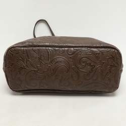 Pre Owned Etro Brown Paisley Embossed Leather Tote