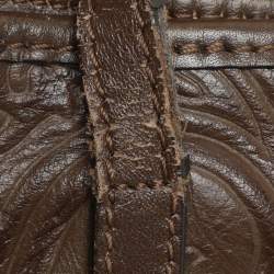 Pre Owned Etro Brown Paisley Embossed Leather Tote