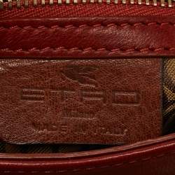 Etro Brick Brown/Gold Leather Beaded Fringe Shoulder Bag