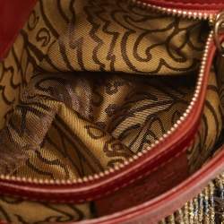 Etro Brick Brown/Gold Leather Beaded Fringe Shoulder Bag