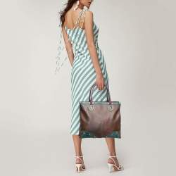Etro Multicolor Paisley Print Coated Canvas and Croc Embossed Leather Tote
