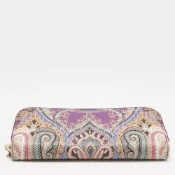 Etro Purple Printed Coated Canvas Zip Around Wallet