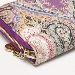 Etro Purple Printed Coated Canvas Zip Around Wallet