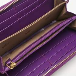 Etro Purple Printed Coated Canvas Zip Around Wallet