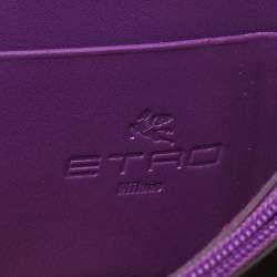 Etro Purple Printed Coated Canvas Zip Around Wallet