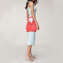 Etro Red Braided Woven Leather Tote