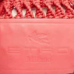 Etro Red Braided Woven Leather Tote