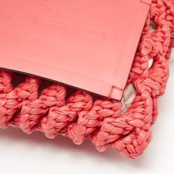 Etro Red Braided Woven Leather Tote