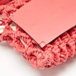 Etro Red Braided Woven Leather Tote
