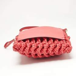 Etro Red Braided Woven Leather Tote