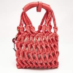 Etro Red Braided Woven Leather Tote