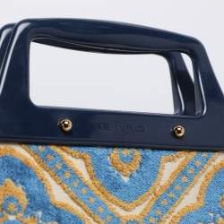 Pre Owned Etro Multicolor Logo Embroidered Velvet and Rubber Trotter Frame Tote