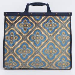 Pre Owned Etro Multicolor Logo Embroidered Velvet and Rubber Trotter Frame Tote