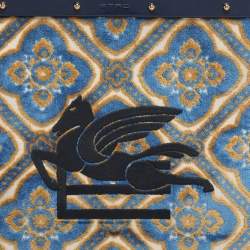 Pre Owned Etro Multicolor Logo Embroidered Velvet and Rubber Trotter Frame Tote