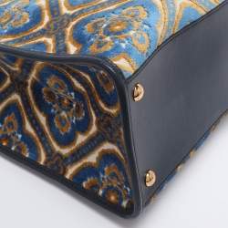 Pre Owned Etro Multicolor Logo Embroidered Velvet and Rubber Trotter Frame Tote