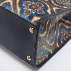 Pre Owned Etro Multicolor Logo Embroidered Velvet and Rubber Trotter Frame Tote