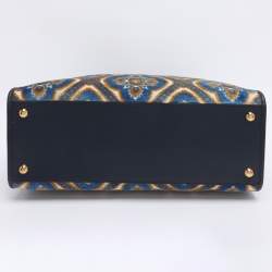 Pre Owned Etro Multicolor Logo Embroidered Velvet and Rubber Trotter Frame Tote