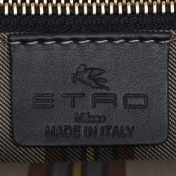 Pre Owned Etro Multicolor Logo Embroidered Velvet and Rubber Trotter Frame Tote