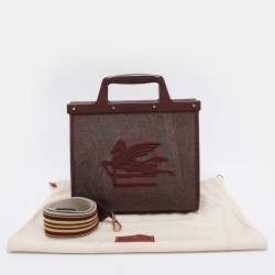 Pre Owned Etro Brown Paisley Print Coated Canvas Mini Love Trotter Tote