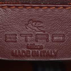 Pre Owned Etro Brown Paisley Print Coated Canvas Mini Love Trotter Tote