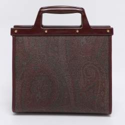 Pre Owned Etro Brown Paisley Print Coated Canvas Mini Love Trotter Tote