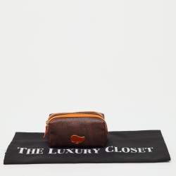 Pre Owned Etro Brown/Orange Paisley Print Coated Canvas Cosmetic Pouch