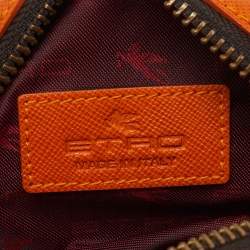 Pre Owned Etro Brown/Orange Paisley Print Coated Canvas Cosmetic Pouch