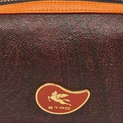 Pre Owned Etro Brown/Orange Paisley Print Coated Canvas Cosmetic Pouch