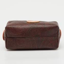 Pre Owned Etro Brown/Orange Paisley Print Coated Canvas Cosmetic Pouch