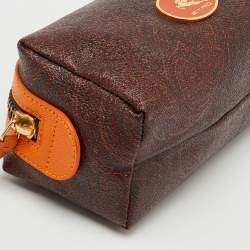 Pre Owned Etro Brown/Orange Paisley Print Coated Canvas Cosmetic Pouch