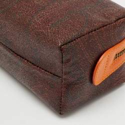 Pre Owned Etro Brown/Orange Paisley Print Coated Canvas Cosmetic Pouch