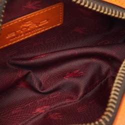 Pre Owned Etro Brown/Orange Paisley Print Coated Canvas Cosmetic Pouch