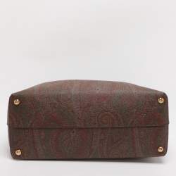 Pre Owned Etro Brown Paisley Print Coated Canvas Libra Tote