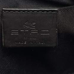 Pre Owned Etro Black Leather Pegaso Round Crossbody Bag