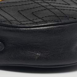 Pre Owned Etro Black Leather Pegaso Round Crossbody Bag