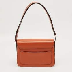 Pre Owned Etro Brick Brown Leather Pegaso Flap Shoulder Bag