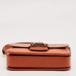 Pre Owned Etro Brick Brown Leather Pegaso Flap Shoulder Bag