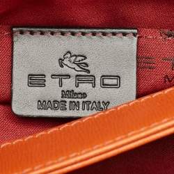 Pre Owned Etro Brick Brown Leather Pegaso Flap Shoulder Bag