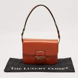 Pre Owned Etro Brick Brown Leather Pegaso Flap Shoulder Bag