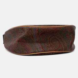 Pre Owned Etro Brown Coated Canvas Paisley Hobo Bag