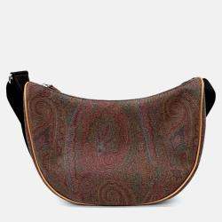 Pre Owned Etro Brown Coated Canvas Paisley Hobo Bag