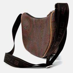 Pre Owned Etro Brown Coated Canvas Paisley Hobo Bag