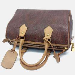 Pre Owned Etro Brown Coated Canvas Paisley Boston Bag