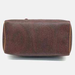 Pre Owned Etro Brown Coated Canvas Paisley Boston Bag