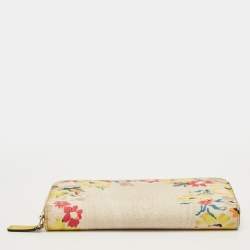 Pre Owned Etro Multicolor Coated Canvas Floral Zip Continental Wallet
