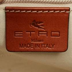 Pre Owned حقيبة تسوق إيترو جلد وقماش كانفاس بطبعة بيزلي أزرق/أبيض